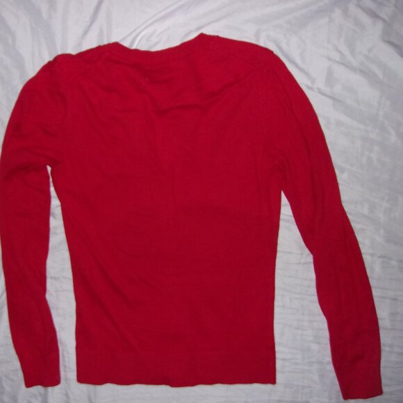 size small womens top sweater shirt red  knit button down cardigan - Picture 4 of 4